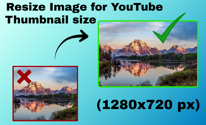Resize image for YouTube thumbnail size (1280x720 px)